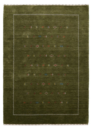 Ready to Ship Green Modern Design Hand Loomed Wool Area Rug
