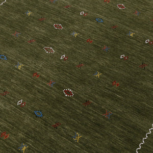 Ready to Ship Green Modern Design Hand Loomed Wool Area Rug