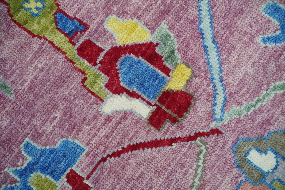 Ready to Ship Pink Modern Oushak Rug Wool Blue Colorful Hand knotted Area Rug