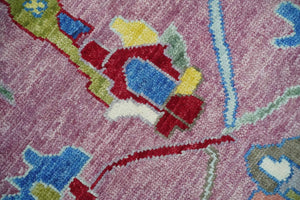Ready to Ship Pink Modern Oushak Rug Wool Blue Colorful Hand knotted Area Rug