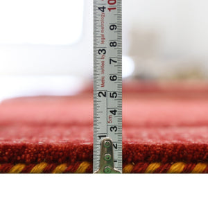 Ready to Ship Red Gabbeh Border Design Hand Loomed Wool Area Rug