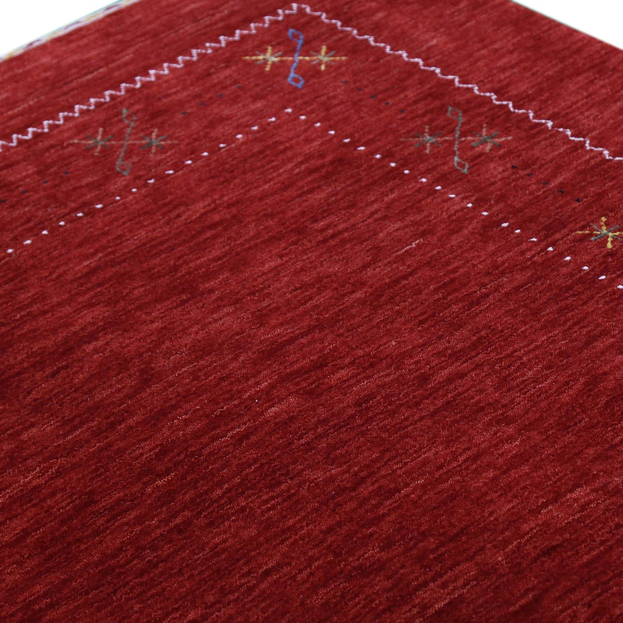 Ready to Ship Red Gabbeh Border Design Hand Loomed Wool Area Rug