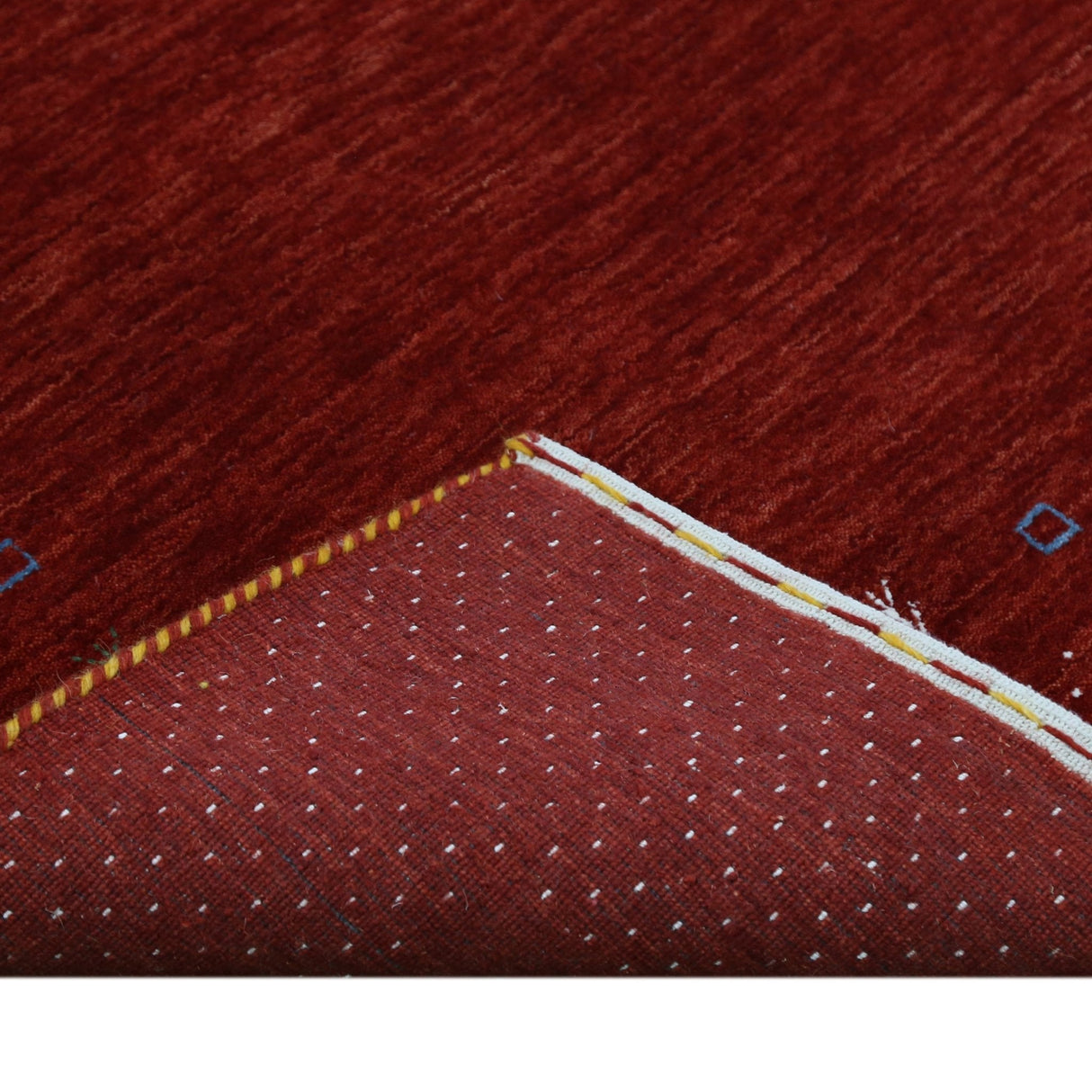 Ready to Ship Red Gabbeh Border Design Hand Loomed Wool Area Rug