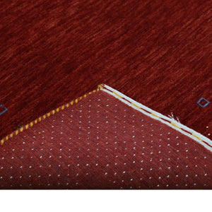 Ready to Ship Red Gabbeh Border Design Hand Loomed Wool Area Rug