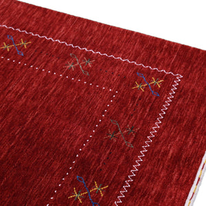 Ready to Ship Red Gabbeh Border Design Hand Loomed Wool Area Rug