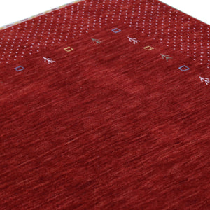 Ready to Ship Red Gabbeh Border Design Hand Loomed Wool Area Rug