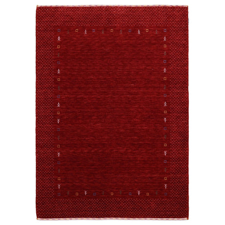 Ready to Ship Red Gabbeh Border Design Hand Loomed Wool Area Rug