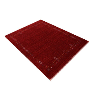Ready to Ship Red Tribal Border Design Hand Loomed Wool Area Rug
