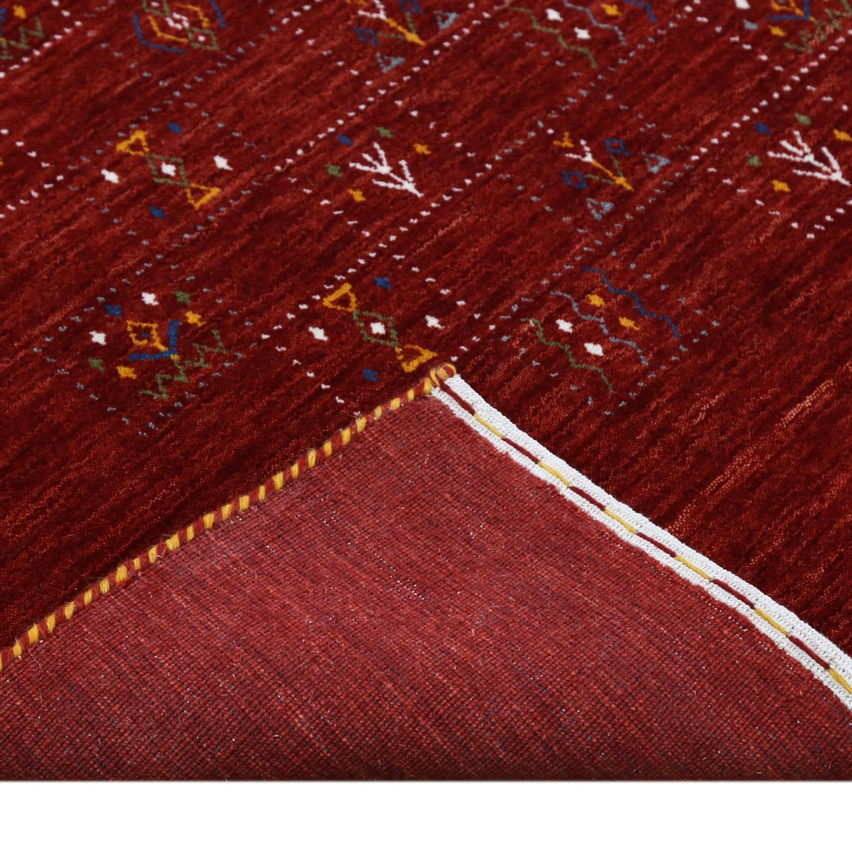 Ready to Ship Red Tribal Geometrical Design Wool Area Rug