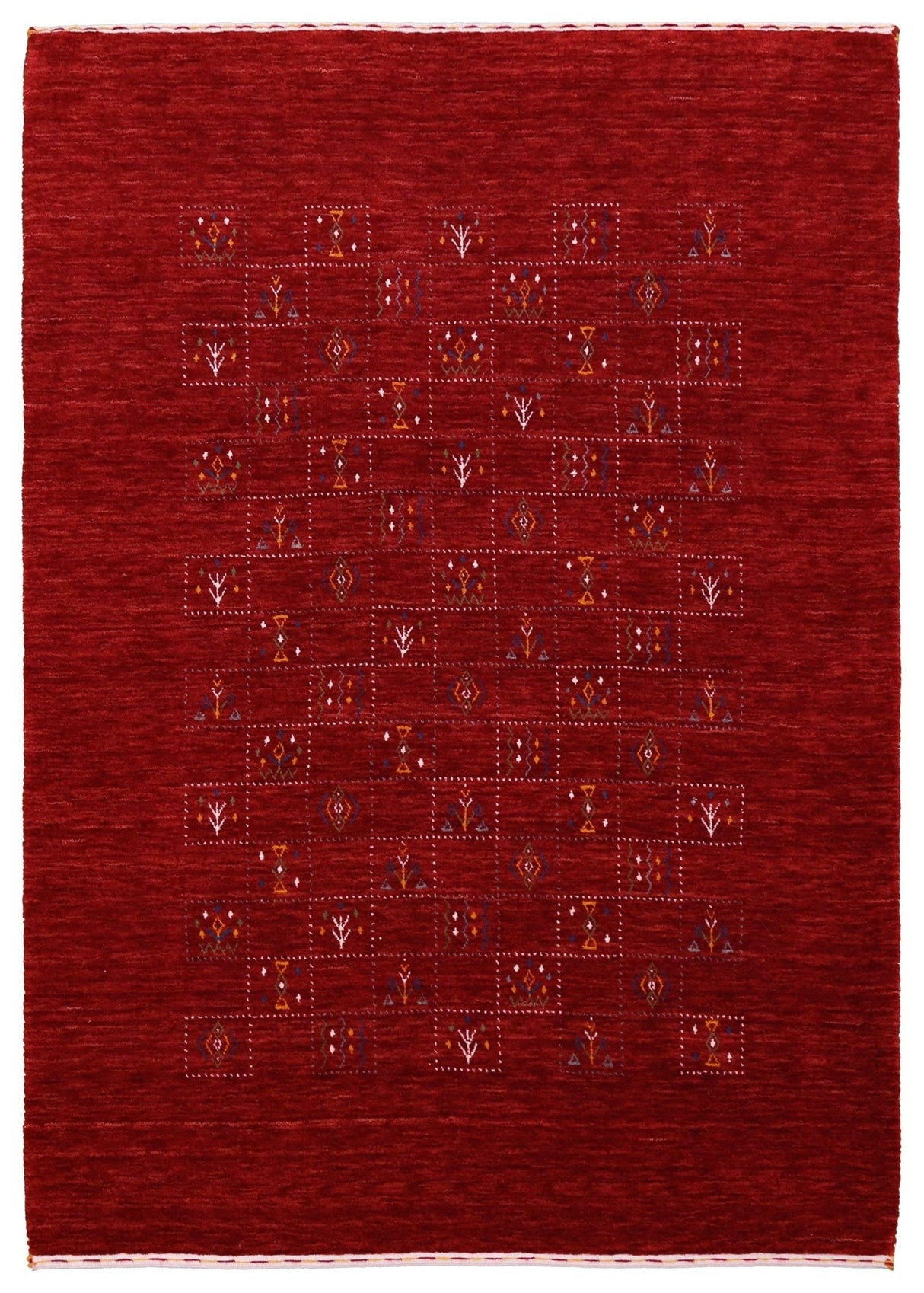 Ready to Ship Red Tribal Geometrical Design Wool Area Rug