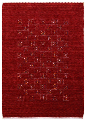 Ready to Ship Red Tribal Geometrical Design Wool Area Rug