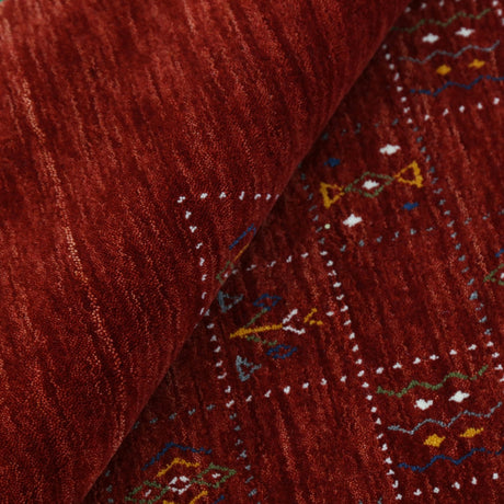 Ready to Ship Red Tribal Geometrical Design Wool Area Rug