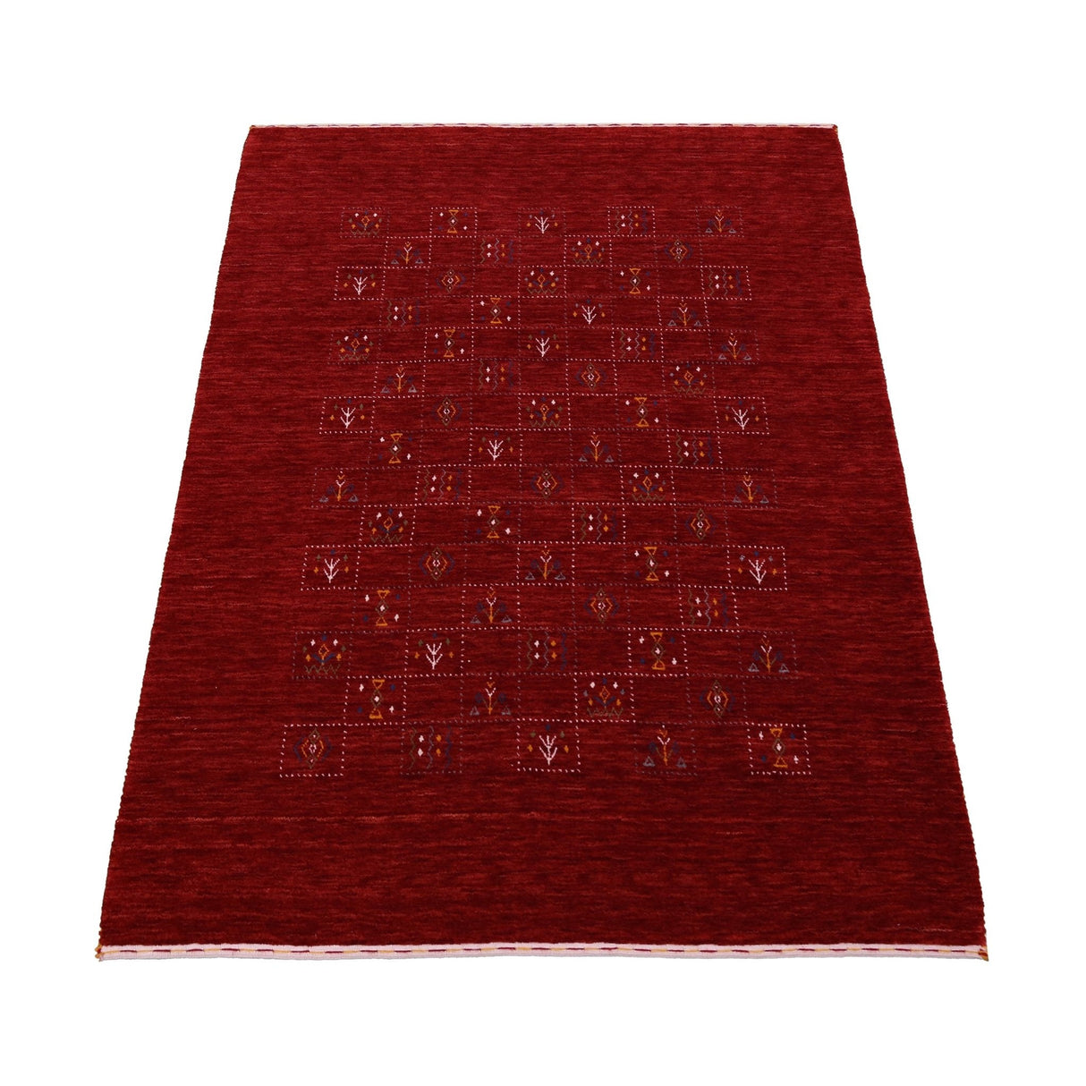 Ready to Ship Red Tribal Geometrical Design Wool Area Rug