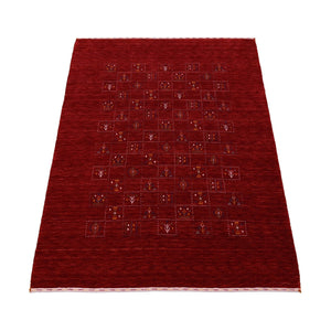 Ready to Ship Red Tribal Geometrical Design Wool Area Rug