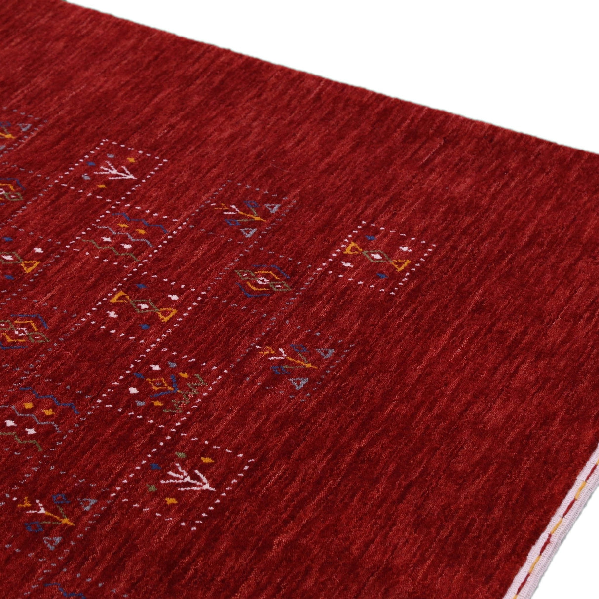 Ready to Ship Red Tribal Geometrical Design Wool Area Rug