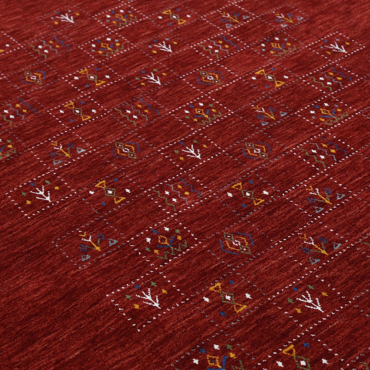 Ready to Ship Red Tribal Geometrical Design Wool Area Rug