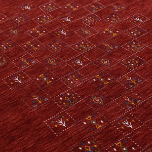 Ready to Ship Red Tribal Geometrical Design Wool Area Rug