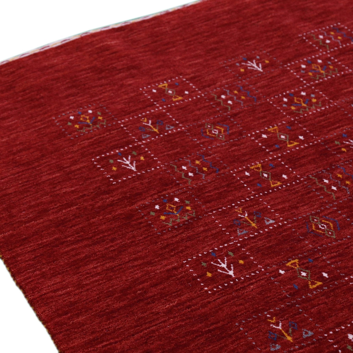 Ready to Ship Red Tribal Geometrical Design Wool Area Rug