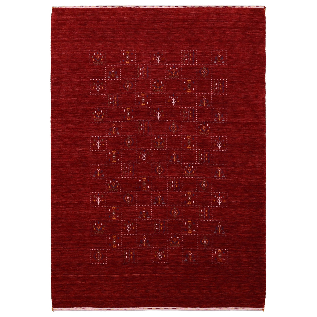 Ready to Ship Red Tribal Geometrical Design Wool Area Rug