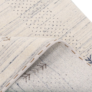 Ready to Ship Solid Ivory Border Patterns Hand Loomed Wool Area Rug