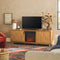 Reema Scandinavian 70" Modern Reeded TV Stand with Freestanding Electric Fireplace