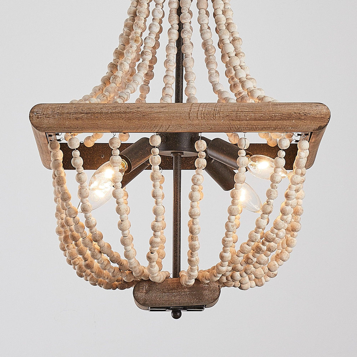 Regas 4-Light Wood Bead Candle Style Chandelier