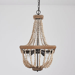 Regas 4-Light Wood Bead Candle Style Chandelier