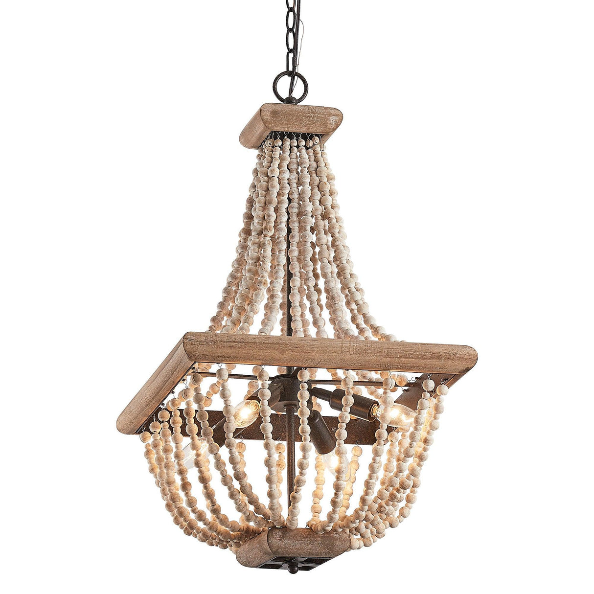 Regas 4-Light Wood Bead Candle Style Chandelier