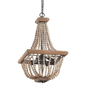 Regas 4-Light Wood Bead Candle Style Chandelier