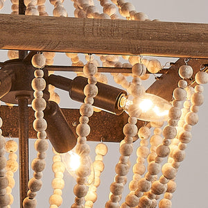 Regas 4-Light Wood Bead Candle Style Chandelier