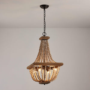 Regas 4-Light Wood Bead Candle Style Chandelier