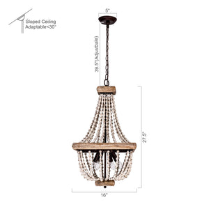 Regas 4-Light Wood Bead Candle Style Chandelier