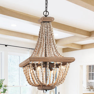 Regas 4-Light Wood Bead Candle Style Chandelier