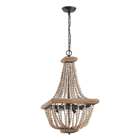 Regas 4-Light Wood Bead Candle Style Chandelier