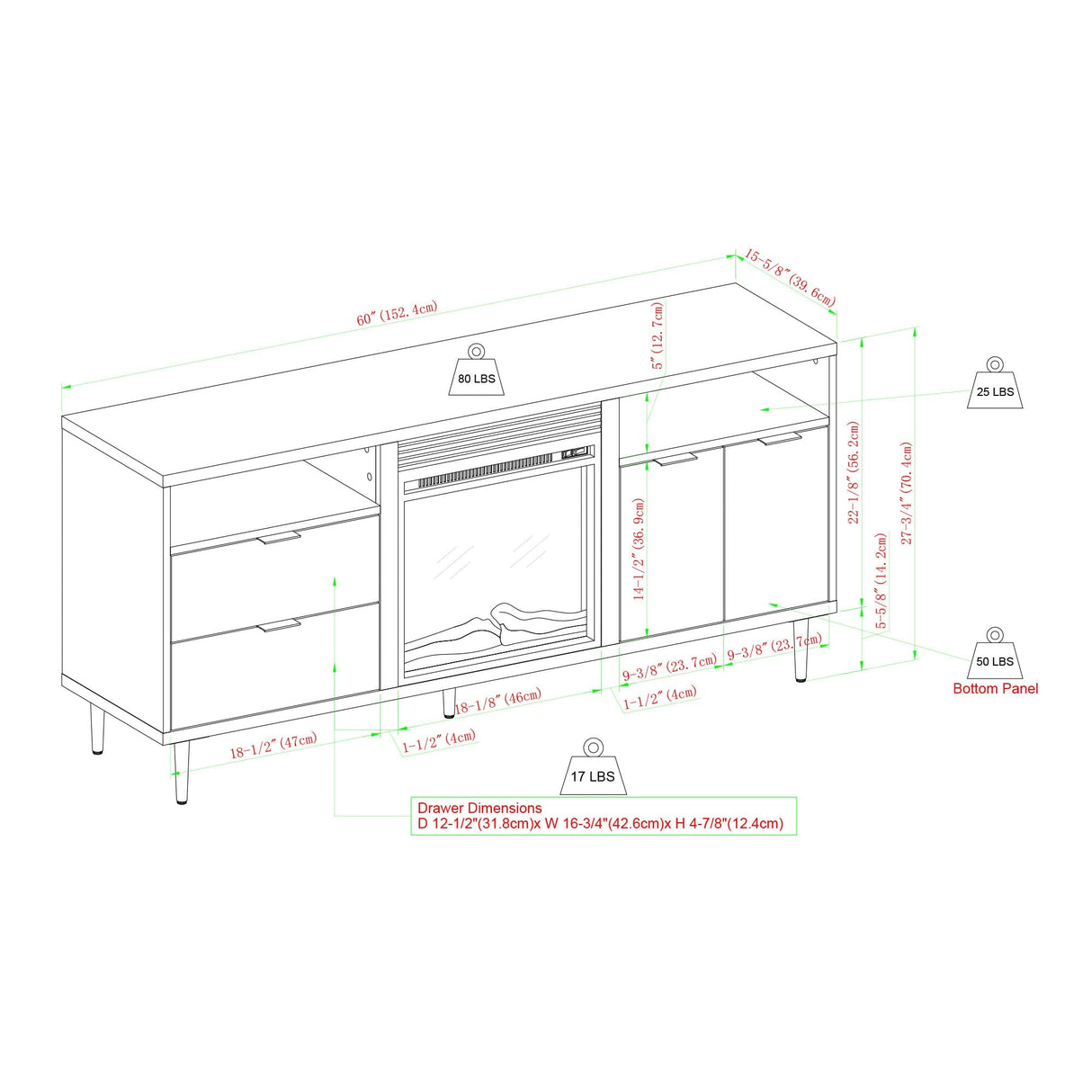 Riviera Fireplace TV Console Stand