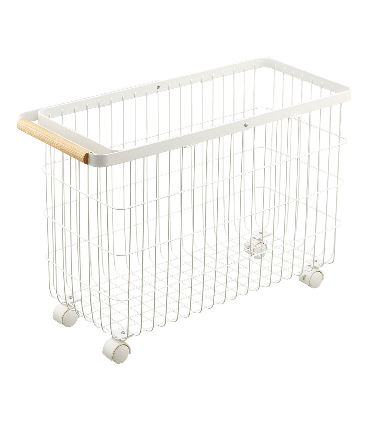 Rolling Wire Basket (15" H) - Steel + Wood