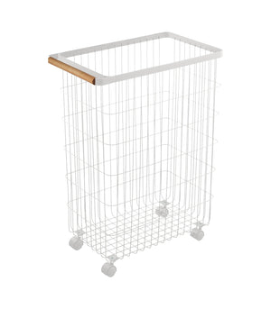 Rolling Wire Basket (24" H) - Steel + Wood