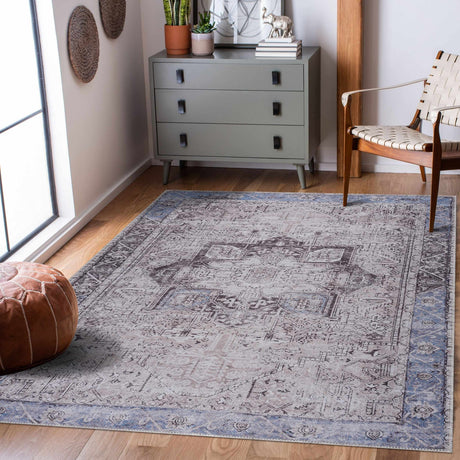 Rosman Blue&Beige Washable Rug - Promo - Clearance