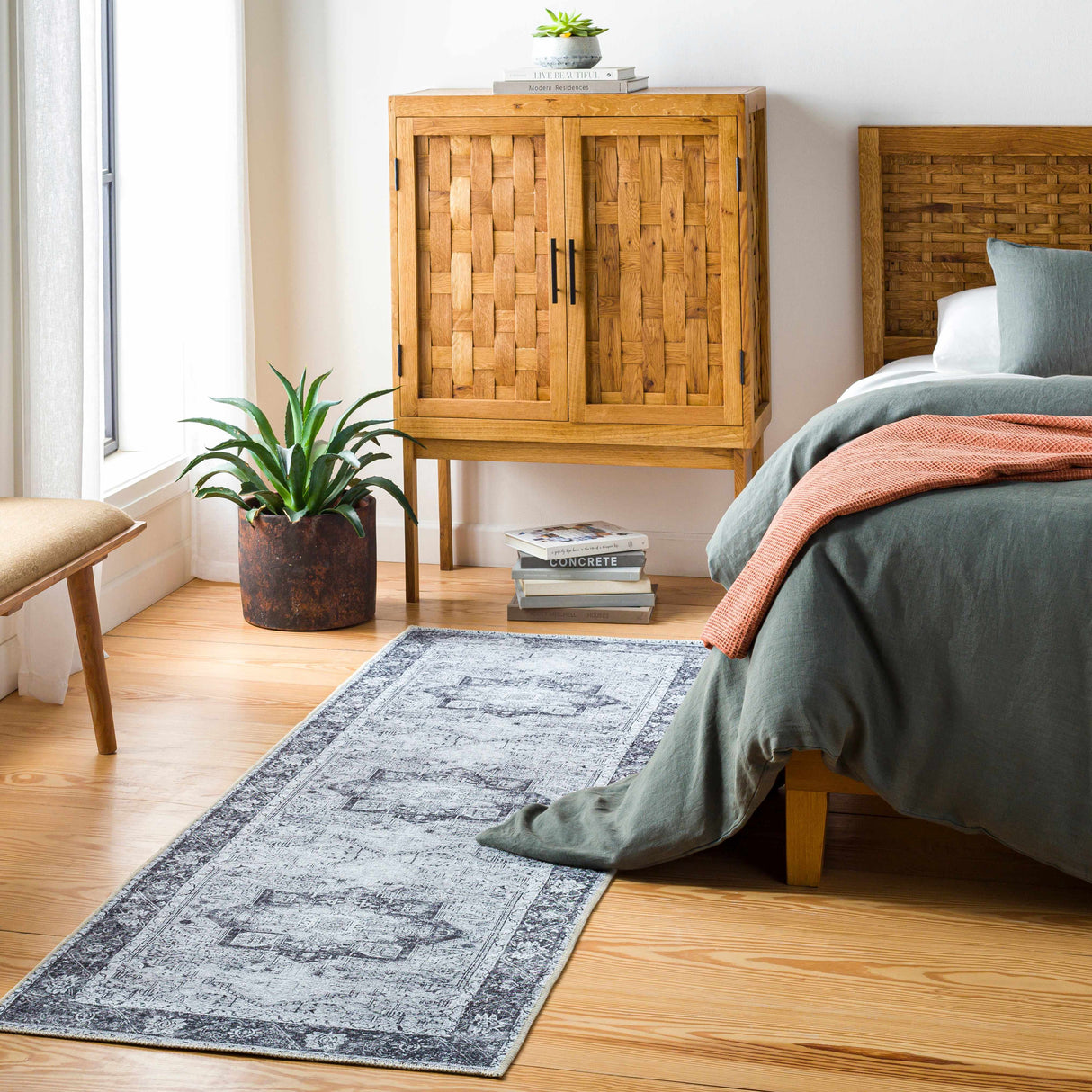 Rosman Gray Washable Rug