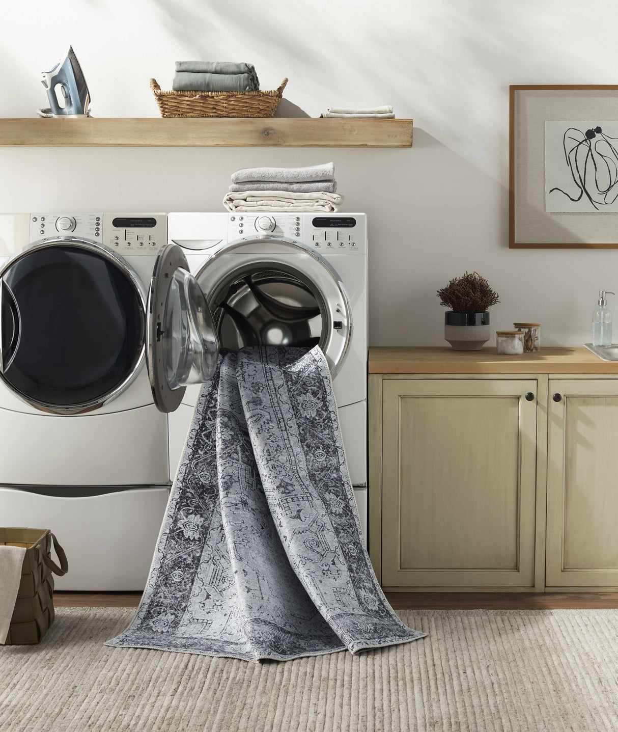 Rosman Gray Washable Rug