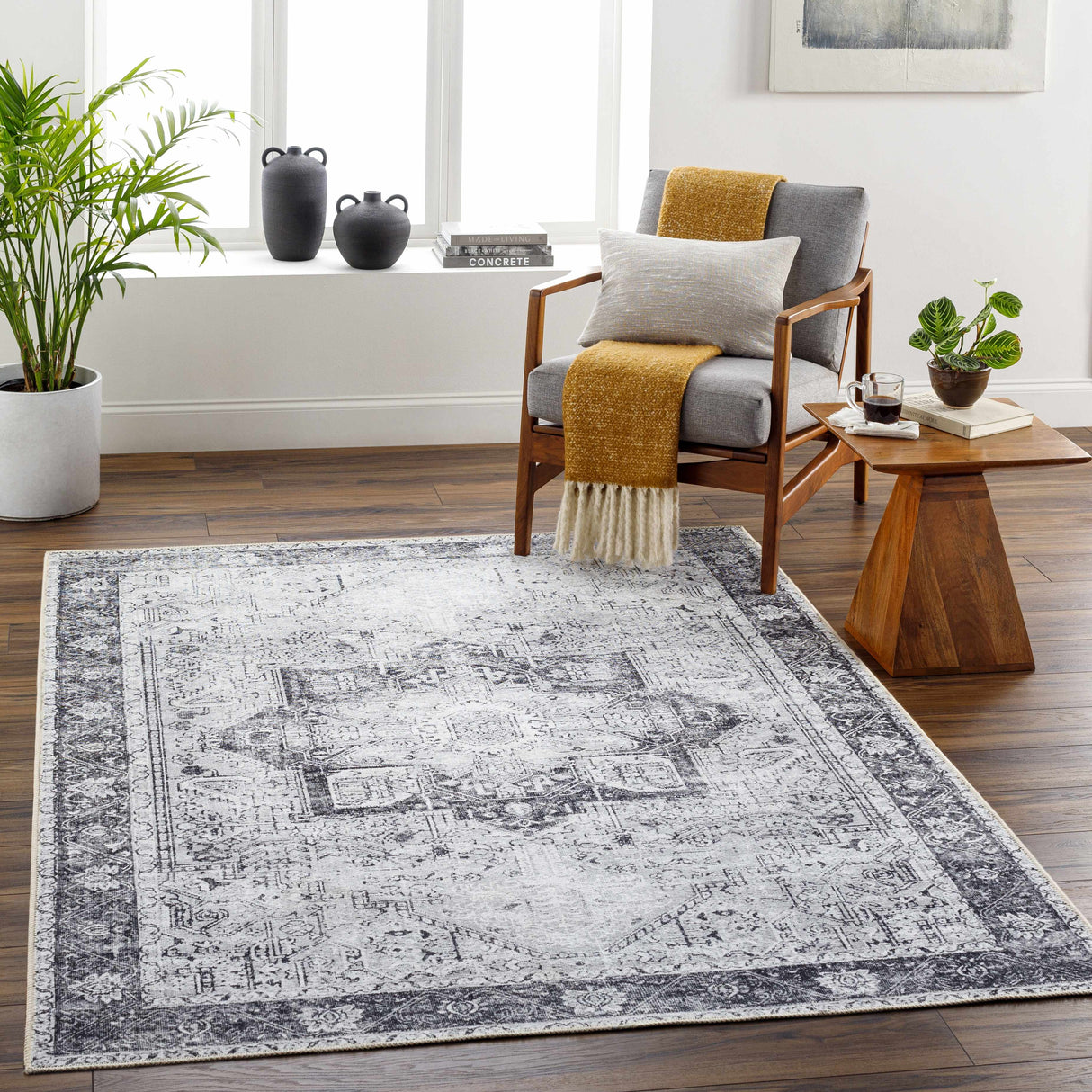 Rosman Gray Washable Rug
