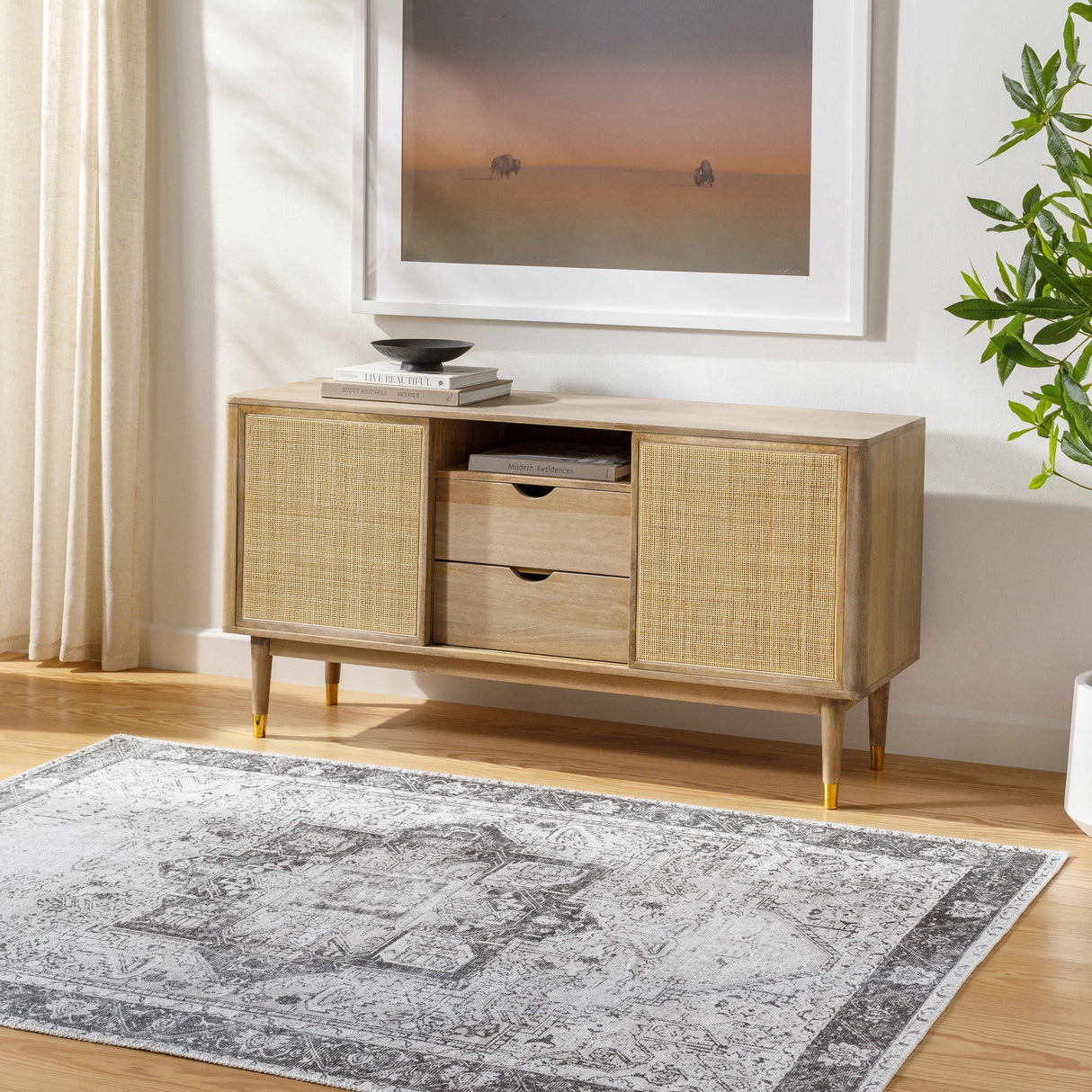 Rosman Gray Washable Rug