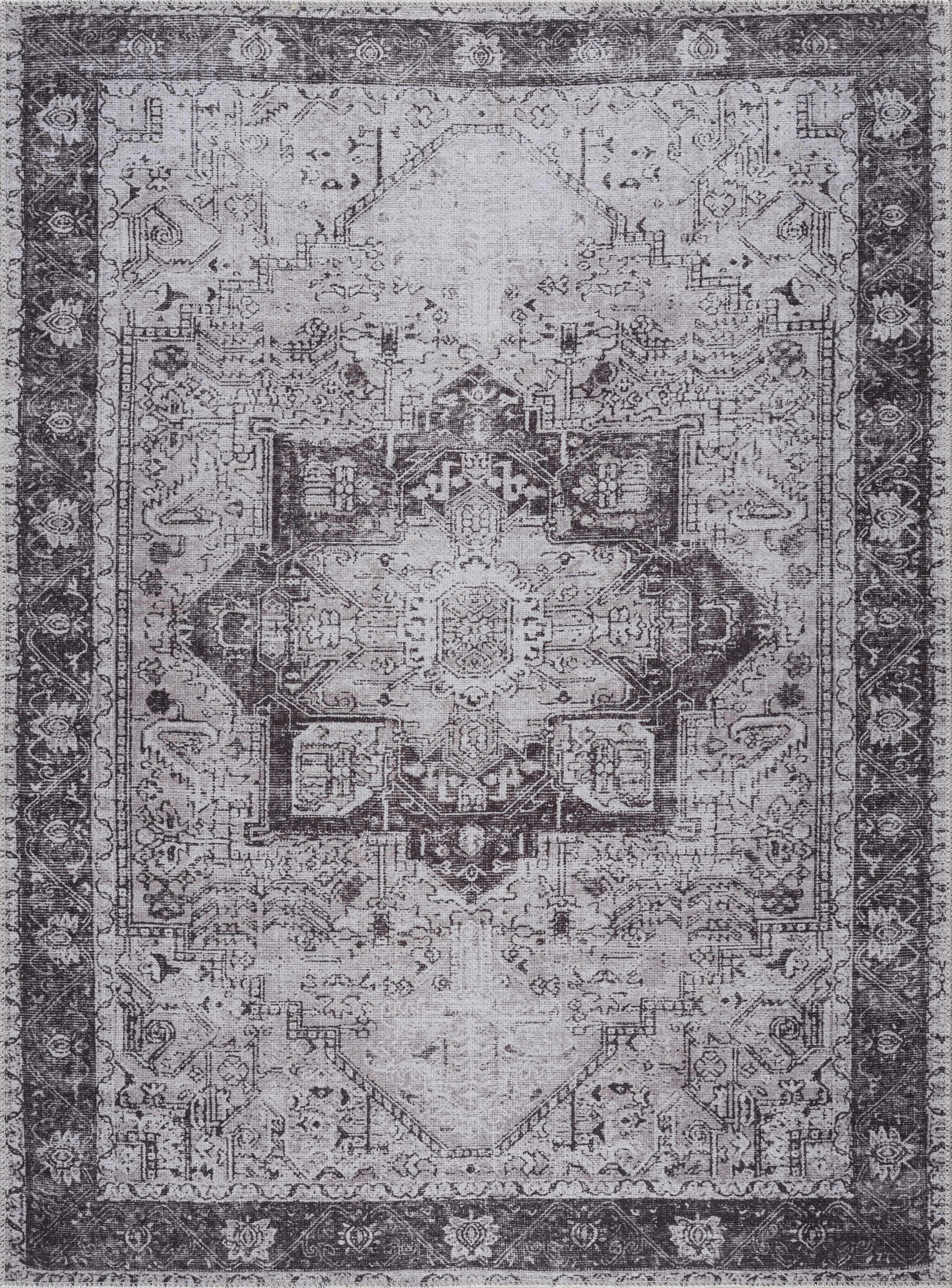 Rosman Gray Washable Rug
