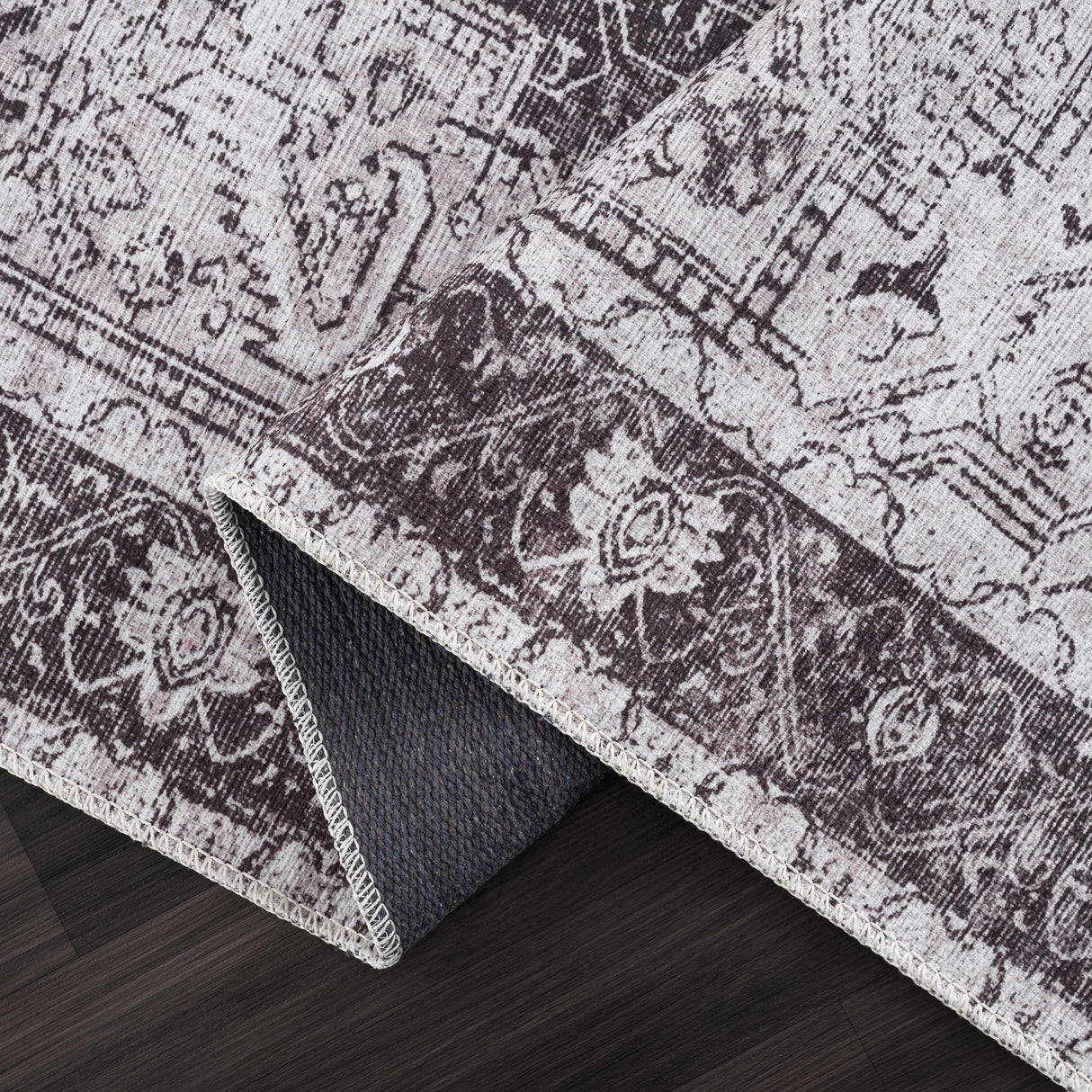 Rosman Gray Washable Rug