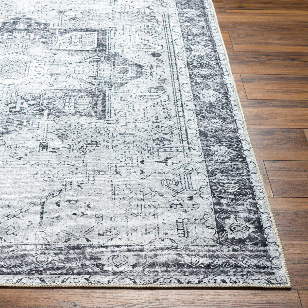 Rosman Gray Washable Rug