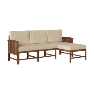 Rousseau Modern Wood Outdoor 3-Piece Sectional Set