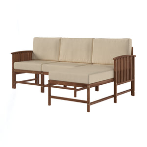 Rousseau Modern Wood Outdoor 3-Piece Sectional Set