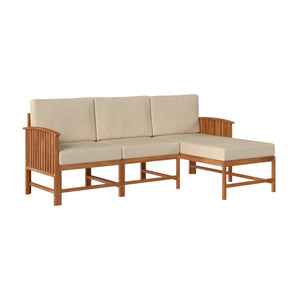 Rousseau Modern Wood Outdoor 3-Piece Sectional Set