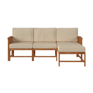 Rousseau Modern Wood Outdoor 3-Piece Sectional Set