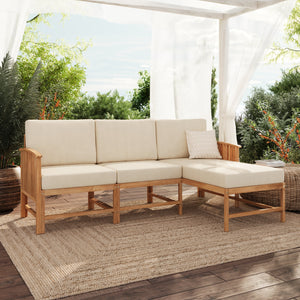 Rousseau Modern Wood Outdoor 3-Piece Sectional Set